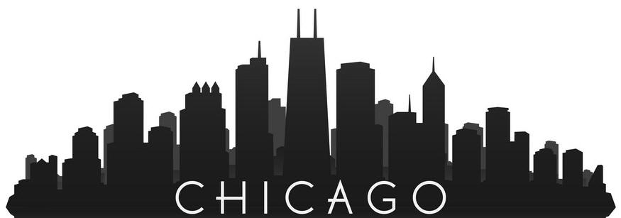 Chicago skyline in black with reflection Vector Image